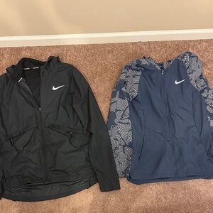Nike Black and Navy Patterned Sleeve Zip Windbreaker